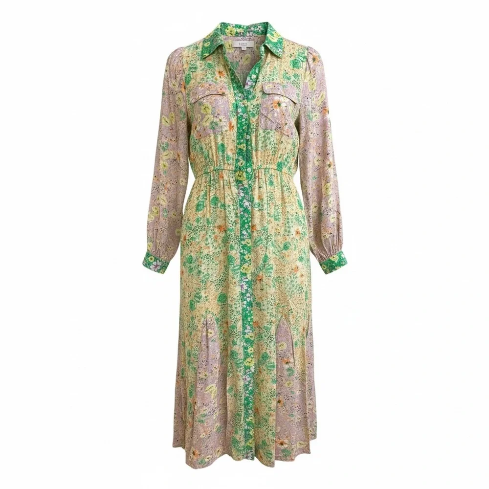 LOFT Patchwork Floral Maxi Shirt Dress – Size Small - Picture 2 of 6